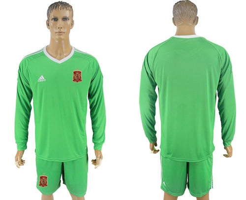 Spain Blank Army Green Long Sleeves Goalkeeper Soccer Country Jersey